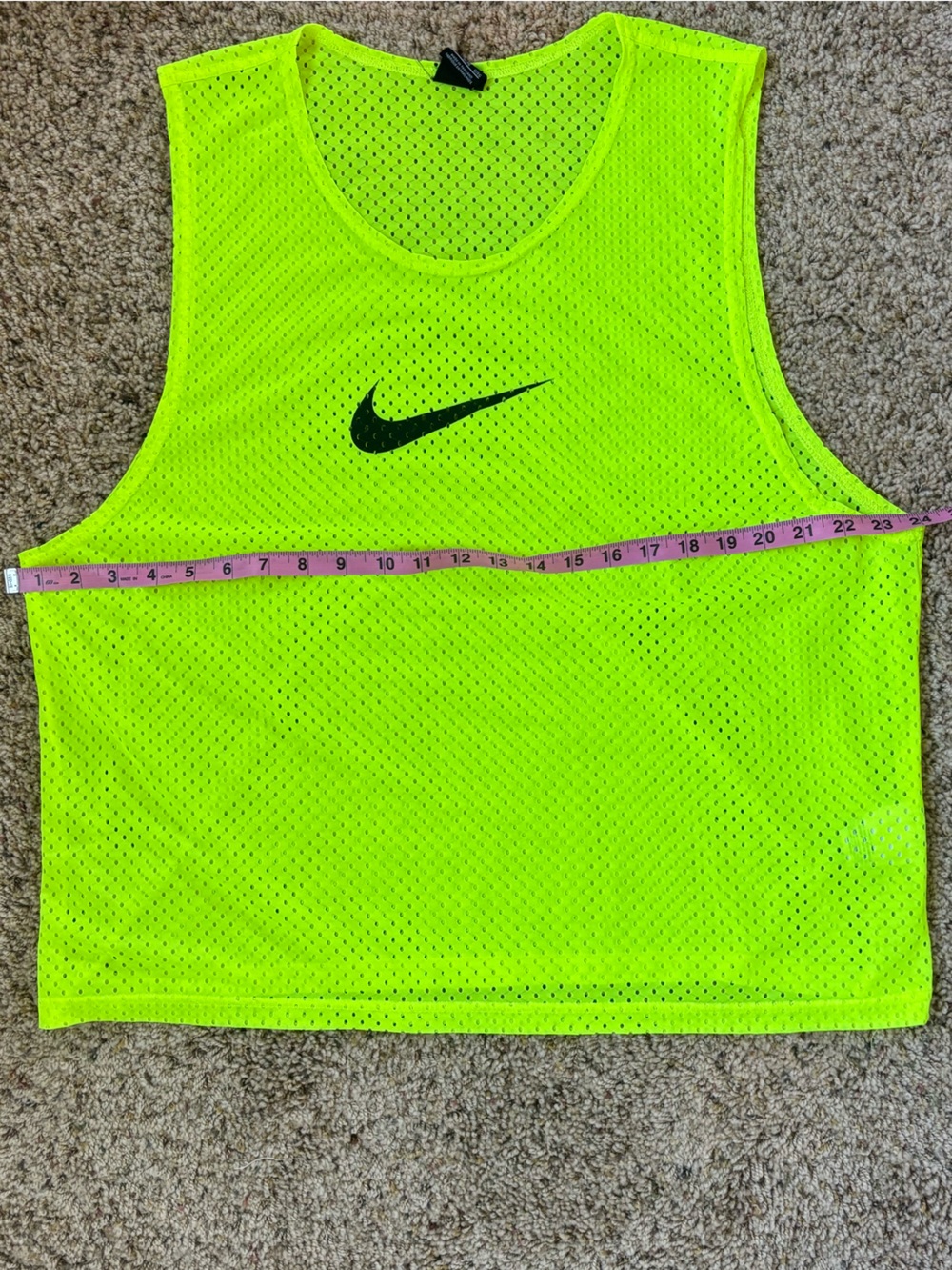 Nike Bright Neon Yellow Mesh Tank with Black Swoosh - Picture 5 of 5